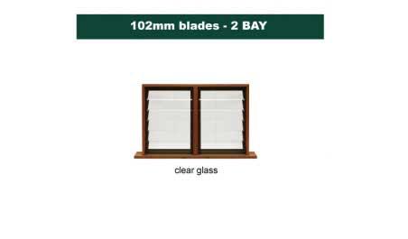 102 mm blades  1168 mm width  clear glass louvre: twin gallery