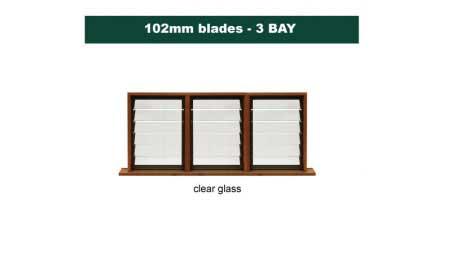 102 mm blades  1736 mm width  clear glass louvre: triple gallery