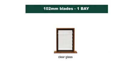 102 mm blades  600 mm width  clear glass louvre: single gallery