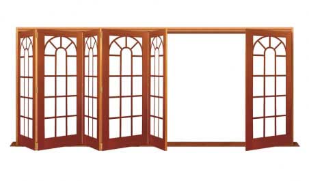 conservatory: six door bifold - 5 one way + 1 flapper