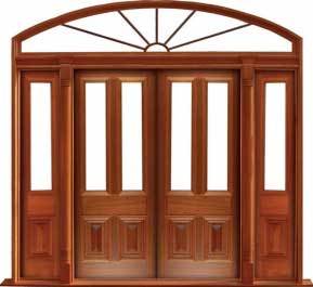 glazed cricket bat: double door +  two sidelights