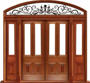 glazed cricket bat: double door +  two sidelights