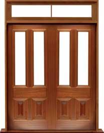 glazed cricket bat: double door +  two sidelights