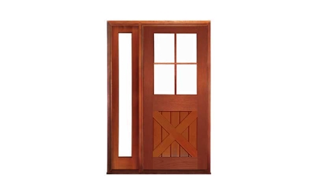 hampton cross brace 4 light: single door + sidelight on left