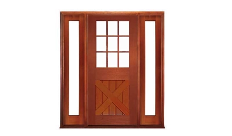 hampton cross brace 9 light: single door +  two sidelights