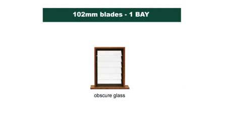 102 mm blades  600 mm width  NFP frost glass louvre: single gallery