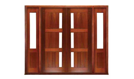 plank & rail glazed: double door +  two sidelights