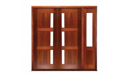 plank & rail glazed: double door + sidelight on right