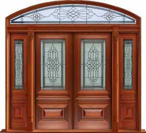 sovereign leadlight: single door + sidelight on left