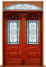 chateau leadlight: door in frame