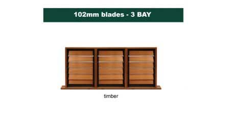 102 mm blades  1736 mm width  timber louvre: triple gallery