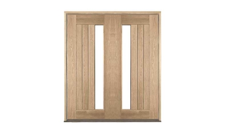 vertical plank glazed oak: double door