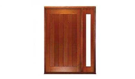 vertical plank pivot: single door + sidelight on right